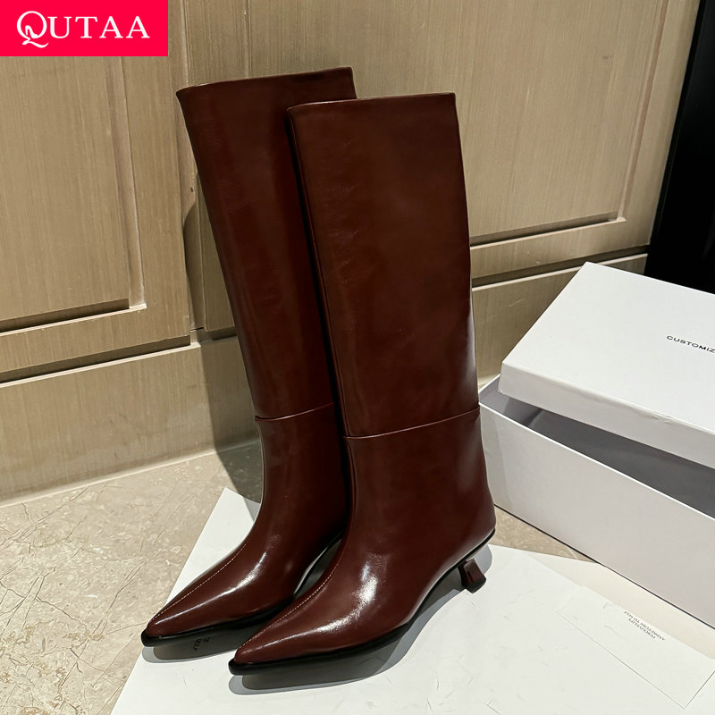 Women'S Shoes Kitten Heels - QUTAA Mode Nachrichten Frauen Kniehohe Stiefel