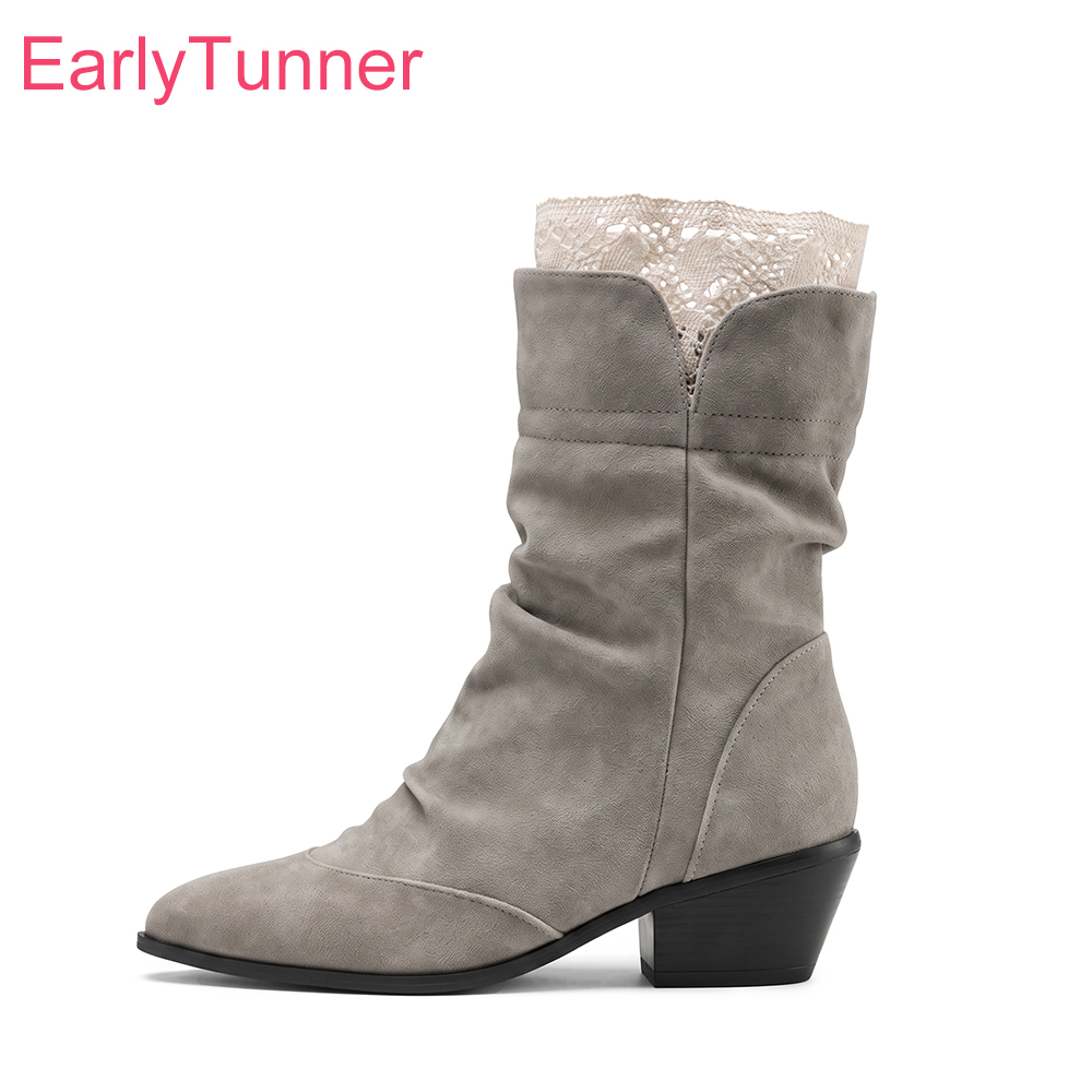 Women'S Shoes In Size 12 - 2026 Wintermode Damen Halbhohe Stiefel Spitze
