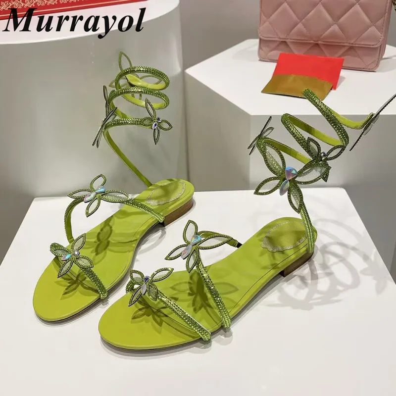Women'S Shoes In Size 12 - Schlangenförmige Gummiband-Sandalen für Damen, Strass-Blumendekor, flacher