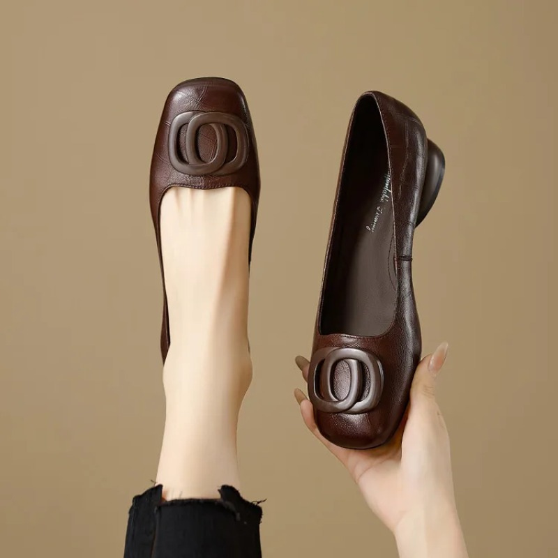 Women Shoes Loafers - Französischer Stil Damenschuhe Pumps Lederschuhe für