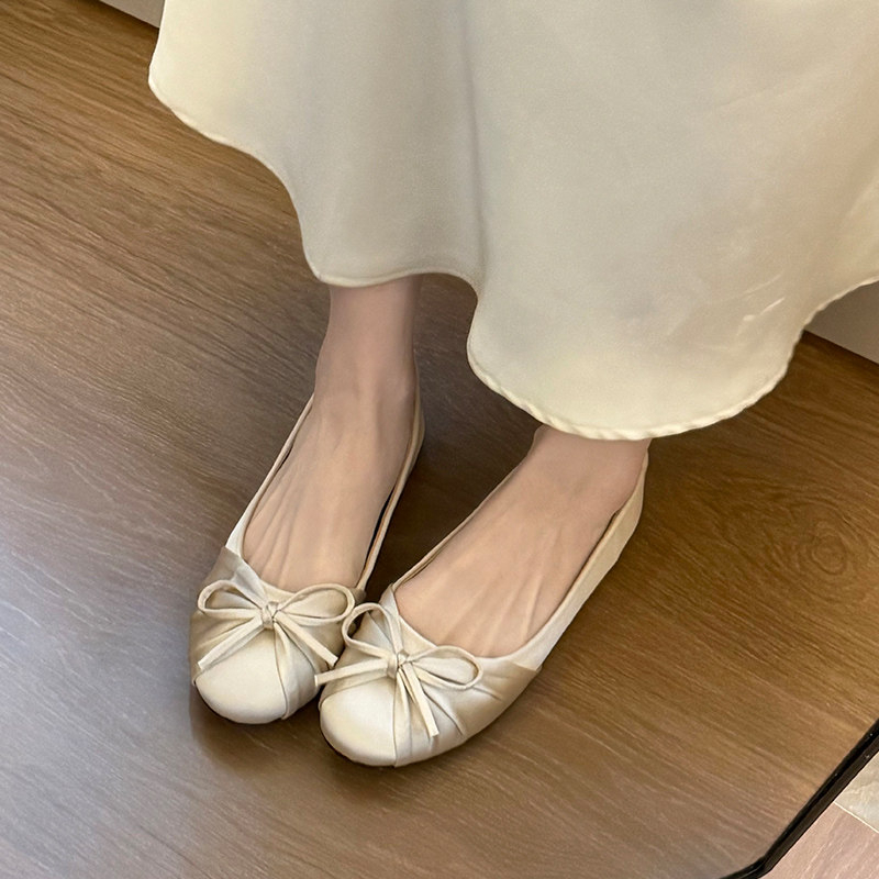 Women Shoes Loafers - 2026 Neue Schleifenknoten-Satin-Ballerinas für Damen im