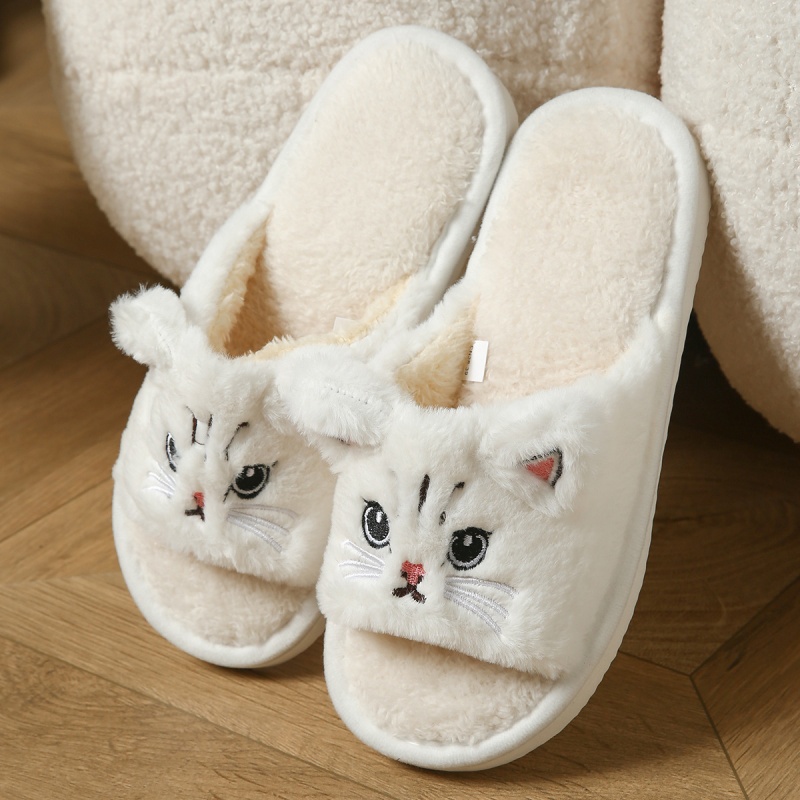 Women'S Shoes For Flat Feet - Niedliche Katzen-Plüsch-Flip-Flops für Damen und Herren,
