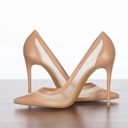 Women'S Shoes In Size 12 - Sexy Nude Rosa Schwarz Wildleder Mesh