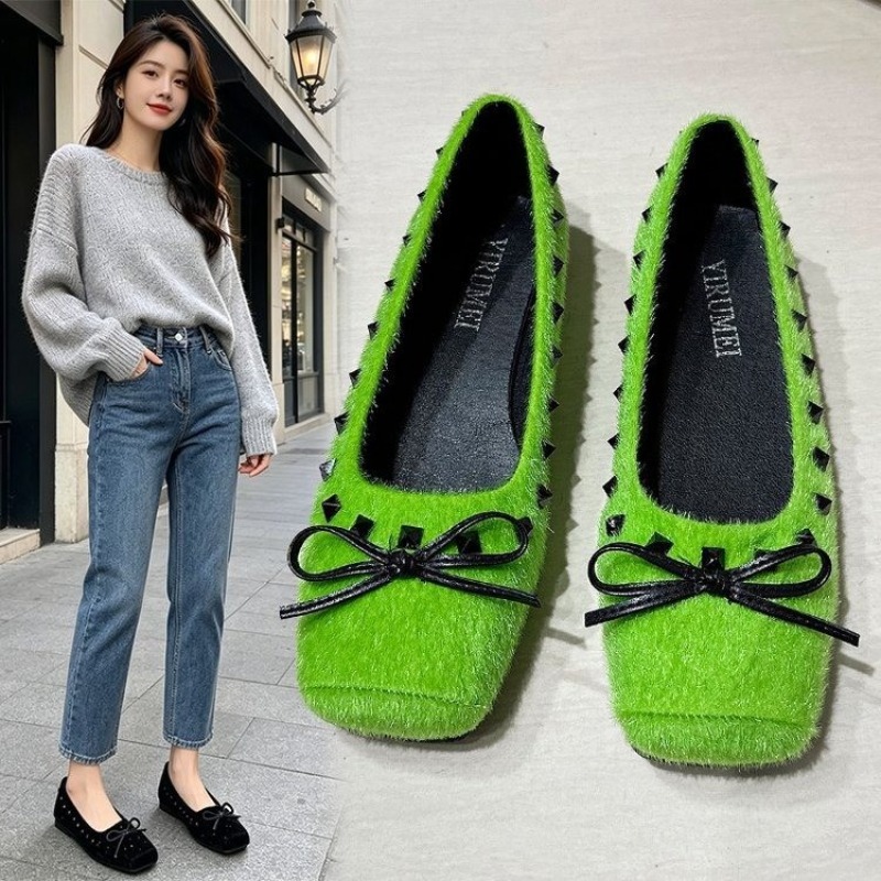 Loafer Flat Women - Französischer Stil, quadratische Zehenpartie, flache Schuhe,