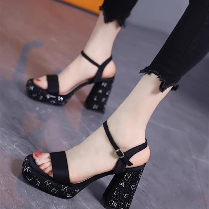 Rhinestone Sandal Women - Damen Sandalen Mode Strass High Heels