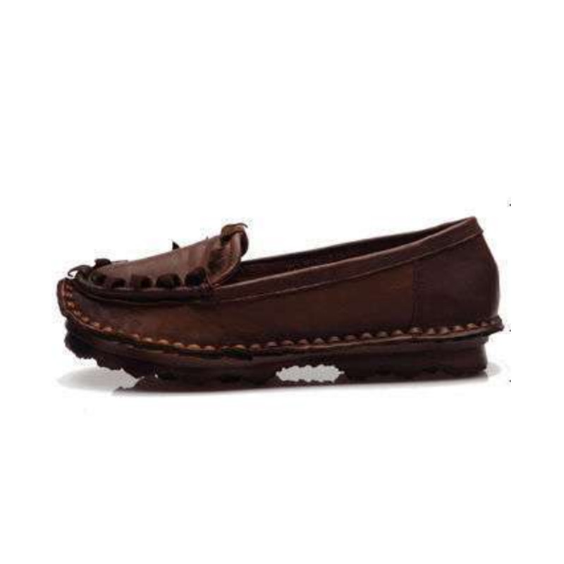 Women Shoes Loafers - Frühjahr 2026 Neue Ethno-Style Retro-Kuhleder-Loafer mit