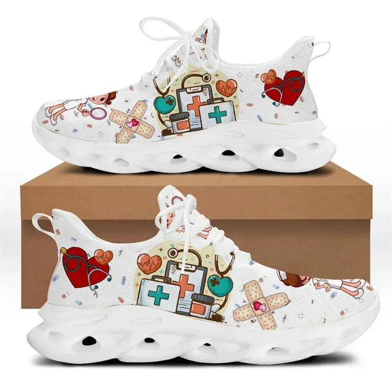 Women'S Shoes Nursing - Weiße Pflegeschuhe für Frauen, Niedliche Cartoon-Krankenschwester-Sneaker,
