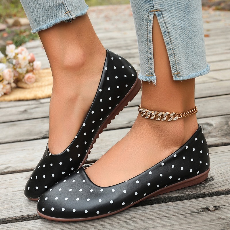 Damen Weiße Polka-Dot Ballerin – Loafer Flat Women Bewertung und Preis