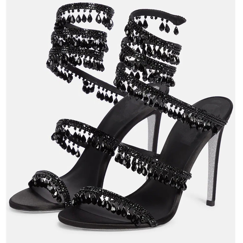 Sexy grüne Kristall-Fransen-St – Rhinestone Sandal Women Bewertung und Preis
