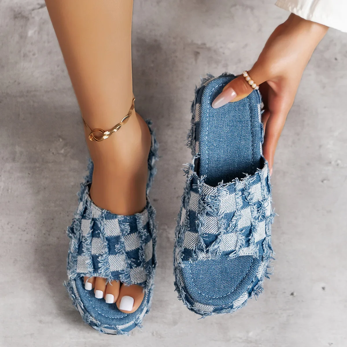 Neue Frauen Denim Slides Somme – Women Shoes Jeans Bewertung und Preis