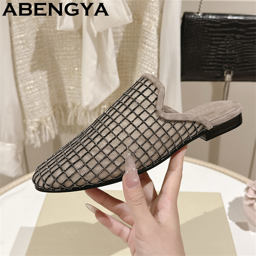 Glänzende Spitzen-Mesh-Slipper – Loafer Flat Women Bewertung und Preis