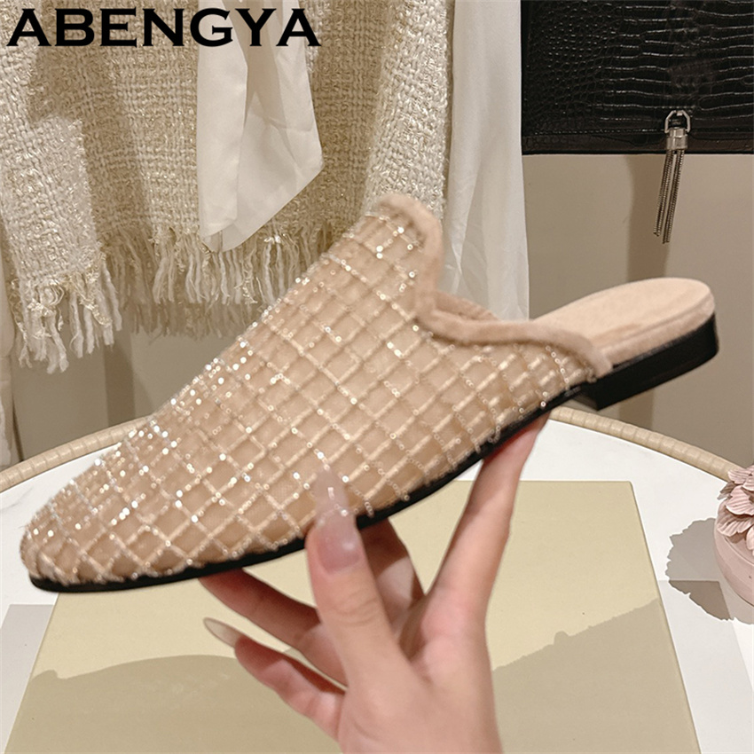 Glänzende Spitzen-Mesh-Slipper – Loafer Flat Women Bewertung und Preis