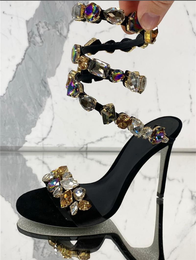 Gem Snake Wrap Stiletto-Sandal – Rhinestone Sandal Women Bewertung und Preis