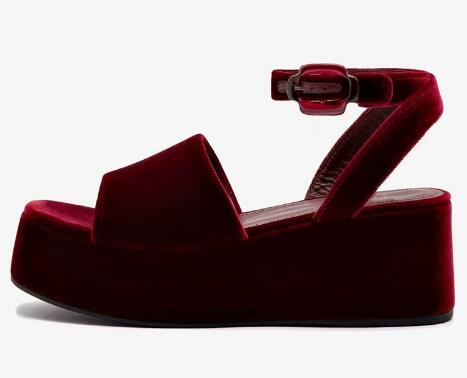 Burgunderrote Samt-Sandalen mi – Wedge Heeled Sneaker Bewertung und Preis