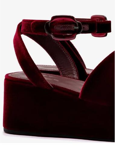 Burgunderrote Samt-Sandalen mi – Wedge Heeled Sneaker Bewertung und Preis
