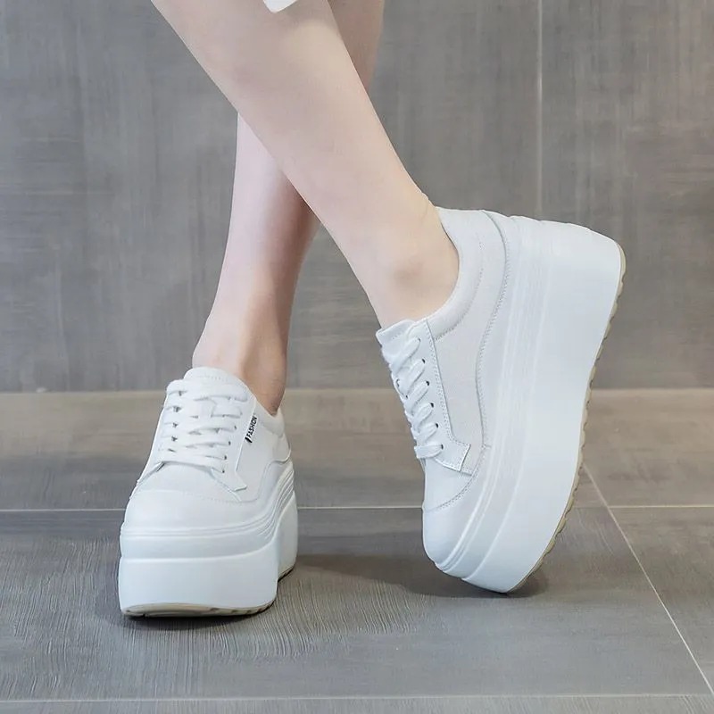 8cm Neue Leinwand Echtes Leder – Wedge Heeled Sneaker Bewertung und Preis