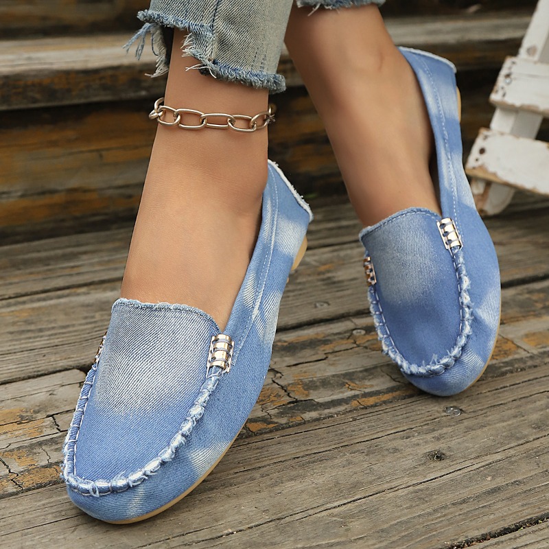 Modische Hellblaue Denim-Mokas – Women Shoes Loafers Bewertung und Preis