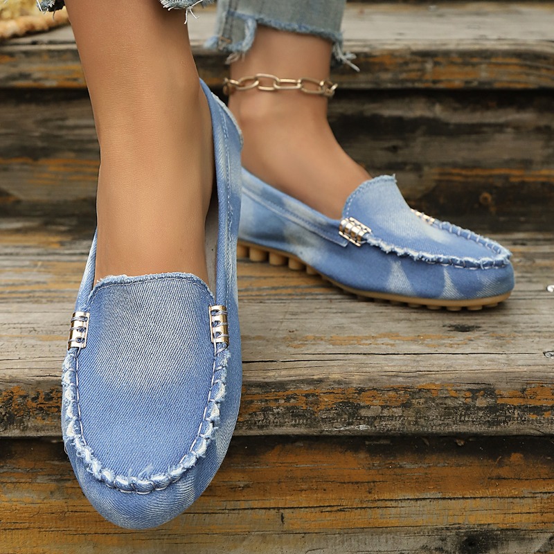 Modische Hellblaue Denim-Mokas – Women Shoes Loafers Bewertung und Preis