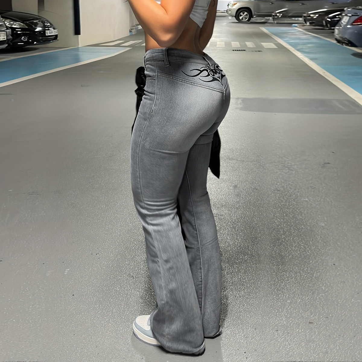 Frauen Denim Hosen Drucken Str – Women Shoes Jeans Bewertung und Preis